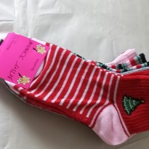 Betsey Johnson Quarter Novelty  Christmas Socks- 6 Pairs- Shoe size: 5-10